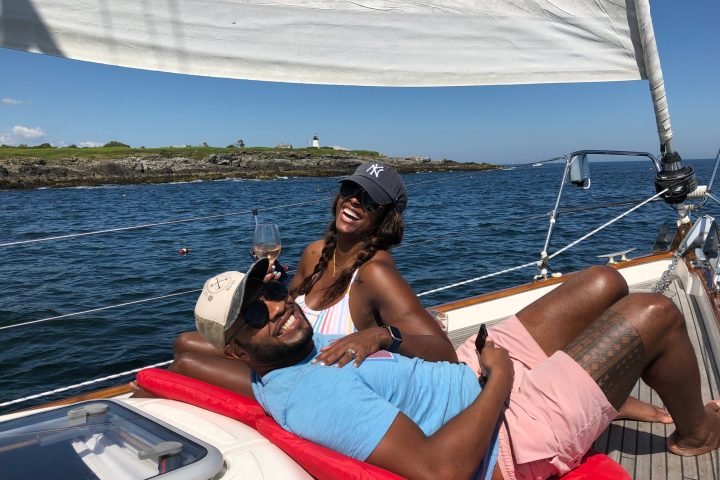 a person sitting on a boat in the water