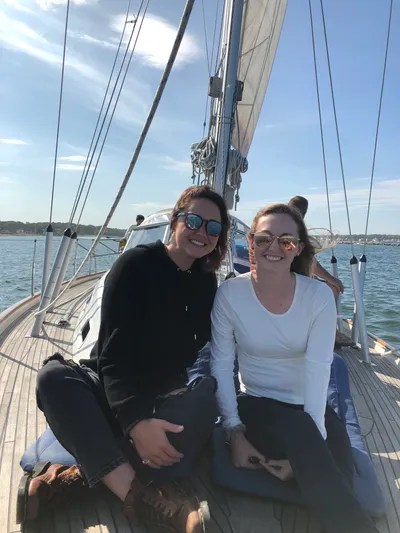 Two women on the deck