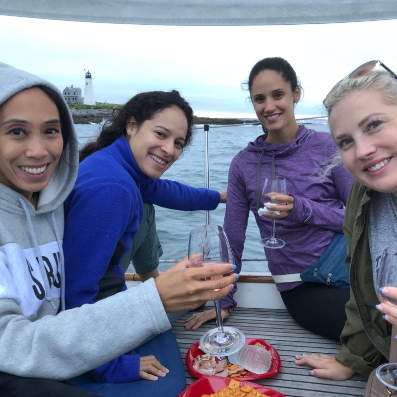 a group of people sitting at a table