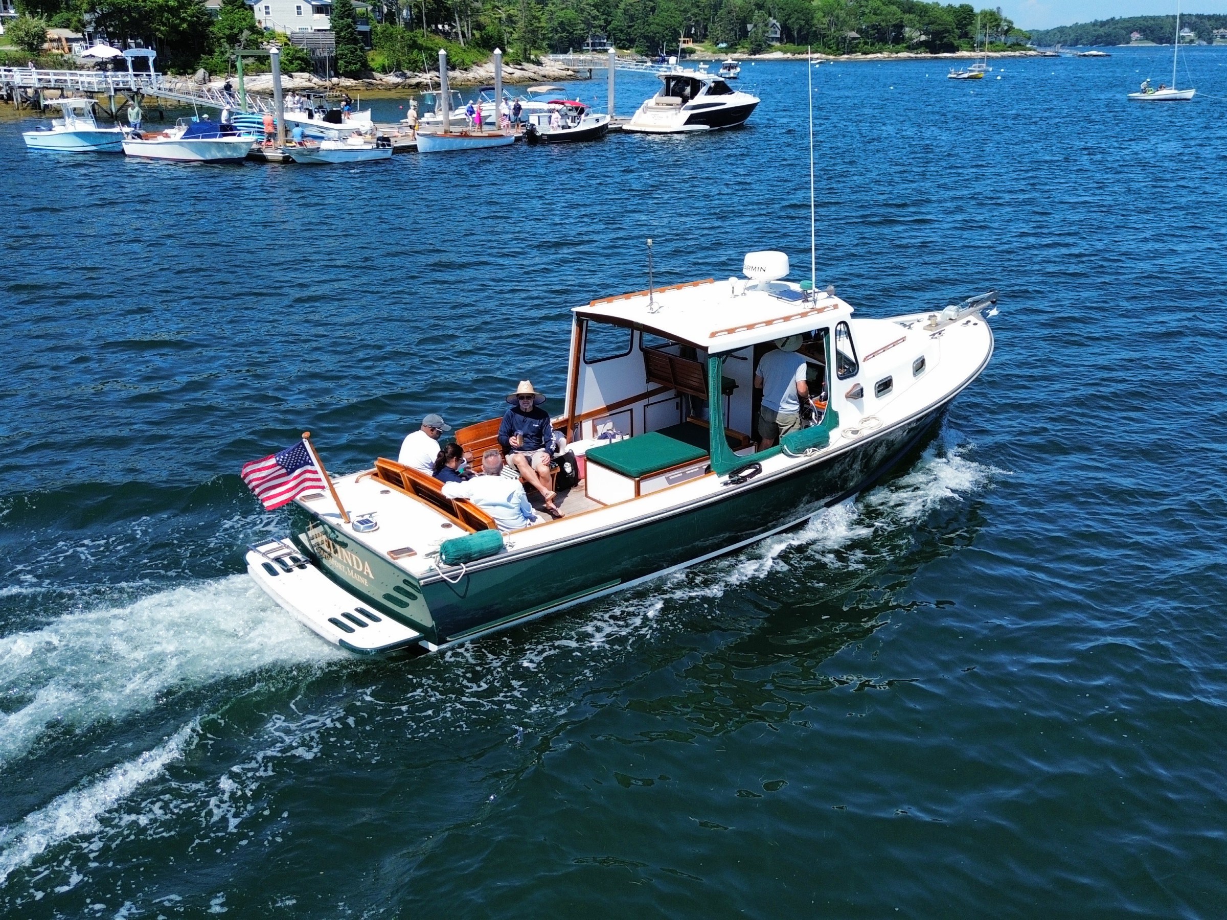 a small boat in a large body of water